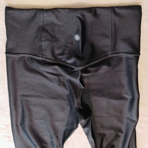 Athleta Elation Sheen Tight High Rise 7/8 Leggings XS Black Metallic Y3K Yoga - Picture 12 of 16